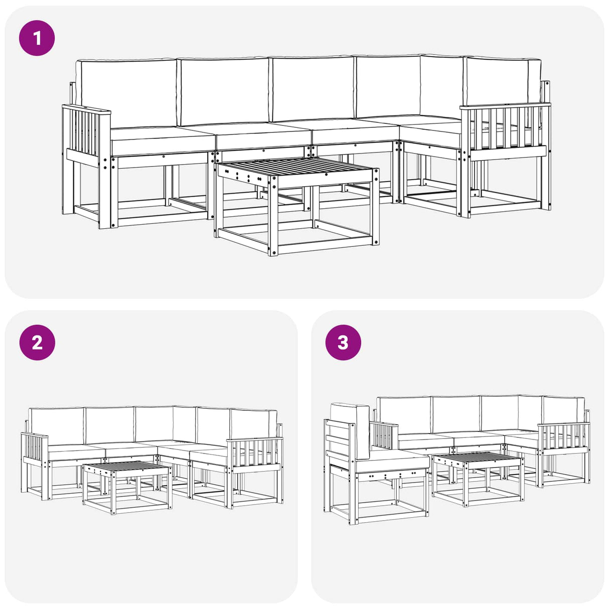 Outdoor Sofa Set with Cushion 6 pcs Natural and Anthracite