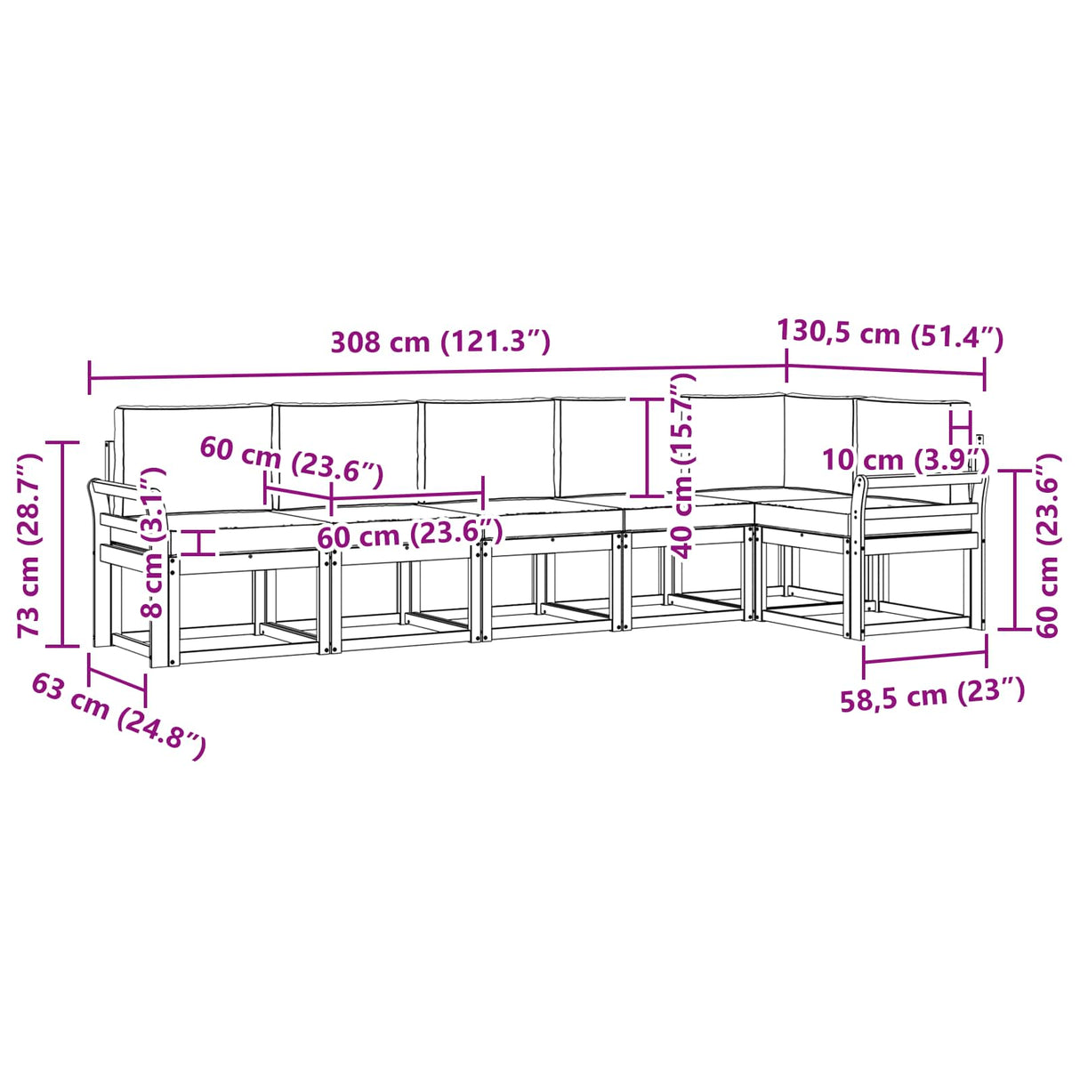Outdoor Sofa Set 6 pcs Natural and Anthracite