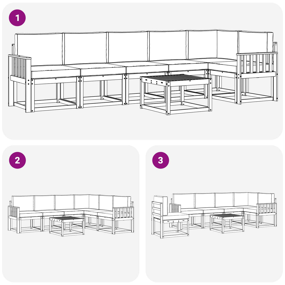 Outdoor Sofa Set with Cushion 7 pcs Natural and Anthracite