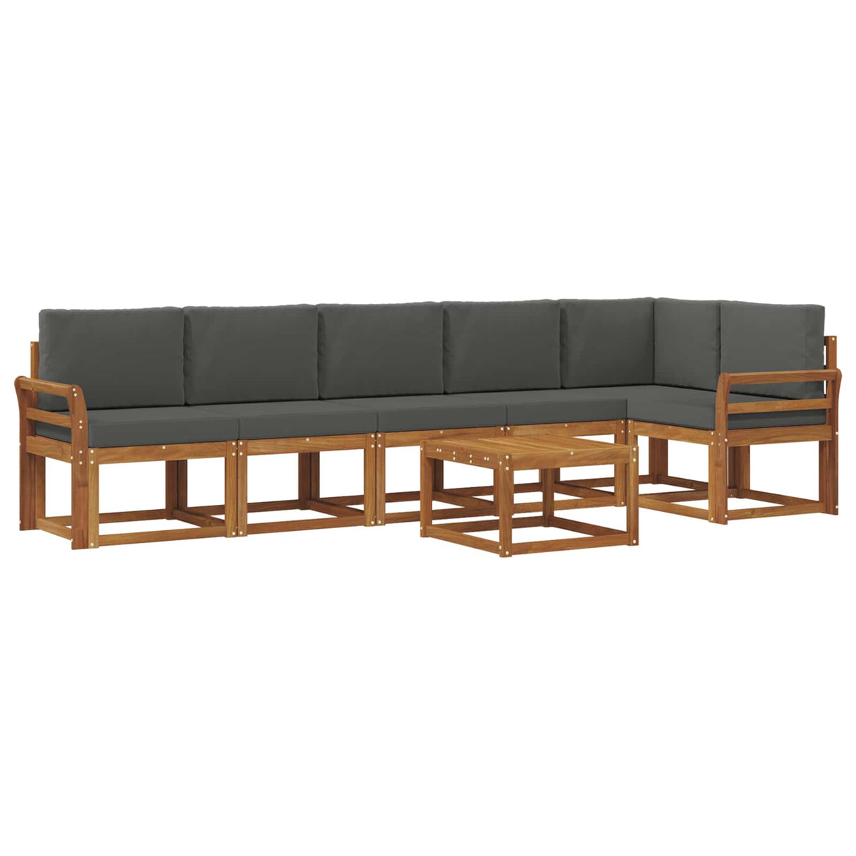 Outdoor Sofa Set with Cushion 7 pcs Natural and Anthracite