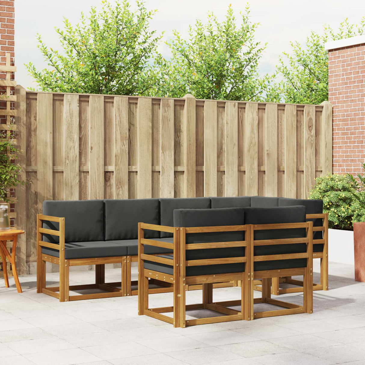 Outdoor Sofa Set 7 pcs Natural and Anthracite