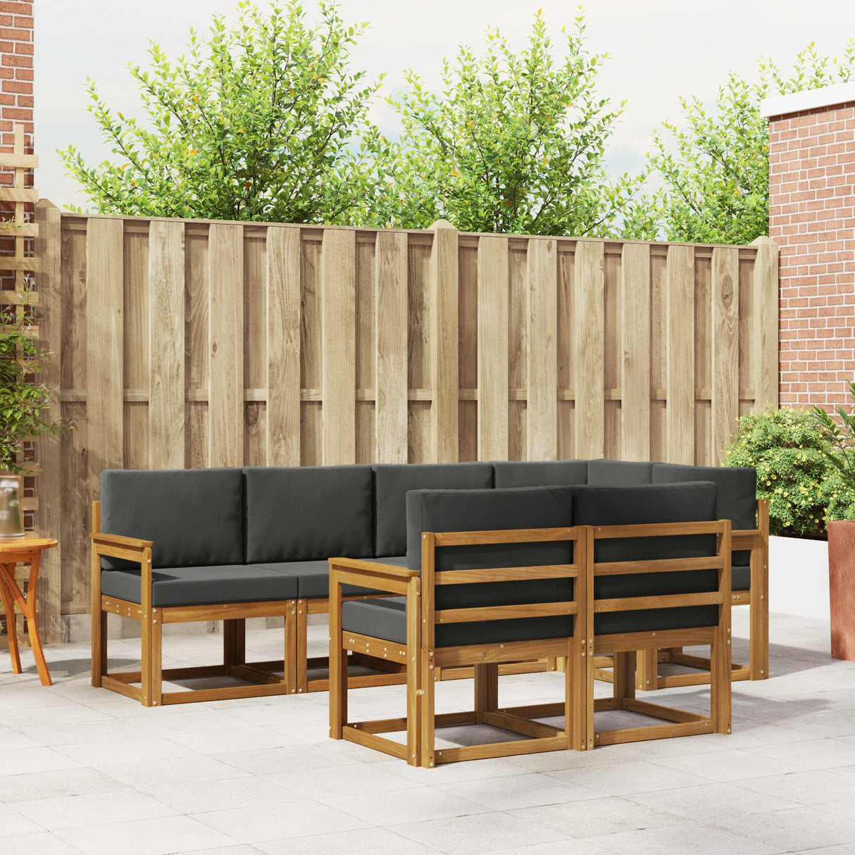 Outdoor Sofa Set with Cushion 7 pcs Natural and Anthracite