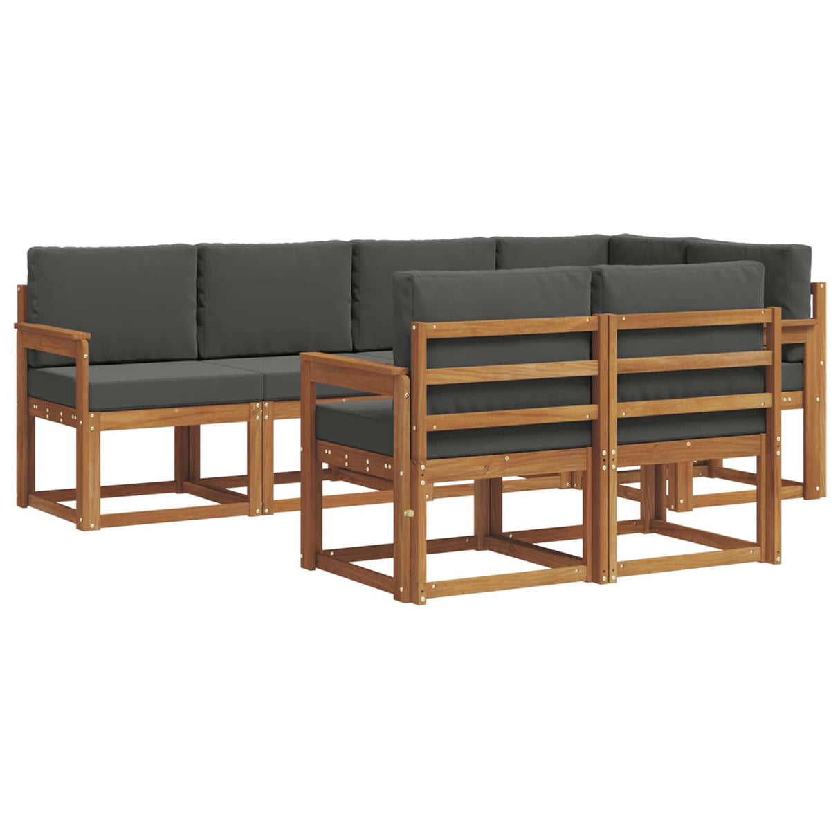 Outdoor Sofa Set 7 pcs Natural and Anthracite
