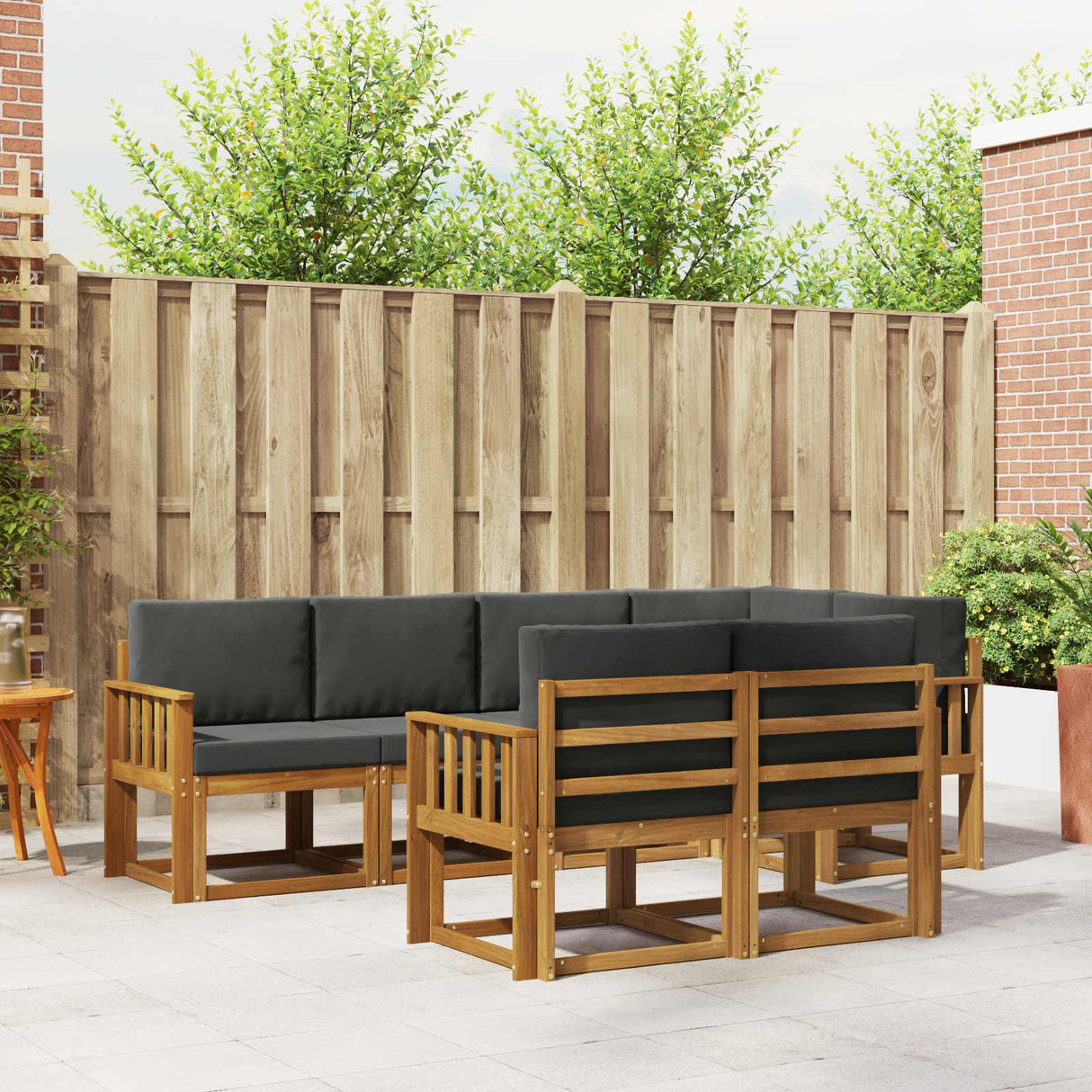 Outdoor Sofa Set 7 pcs Natural and Anthracite