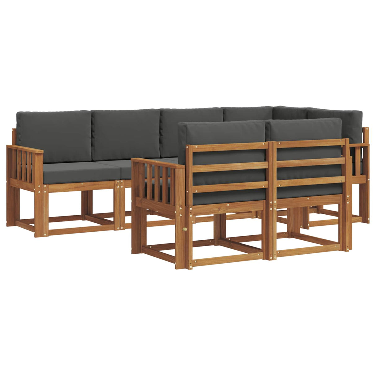 Outdoor Sofa Set 7 pcs Natural and Anthracite