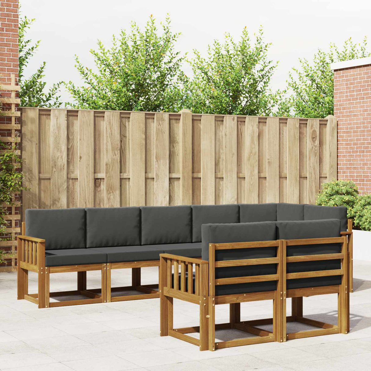 Outdoor Sofa Set 8 pcs Natural and Anthracite