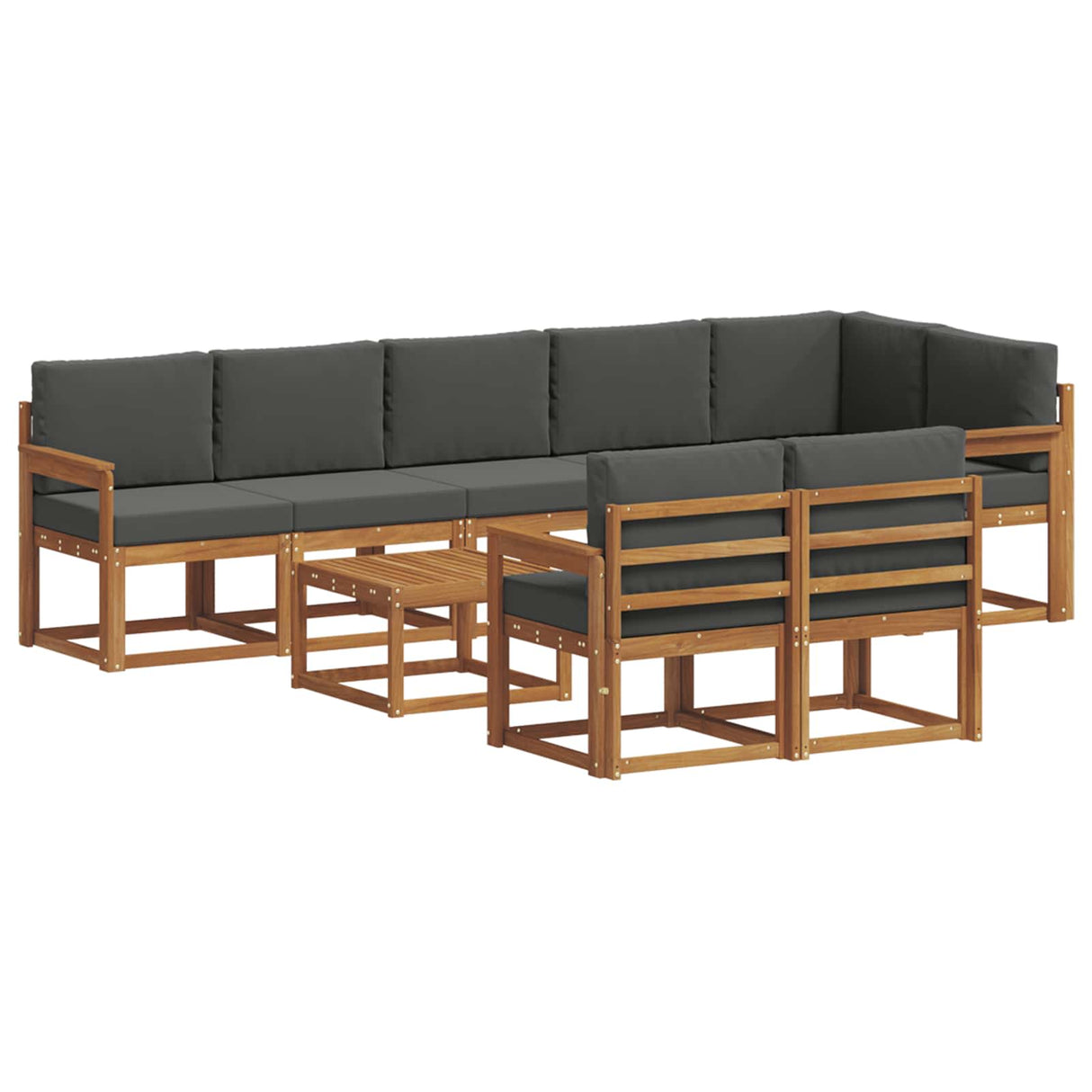 Outdoor Sofa Set 9 pcs Natural and Anthracite