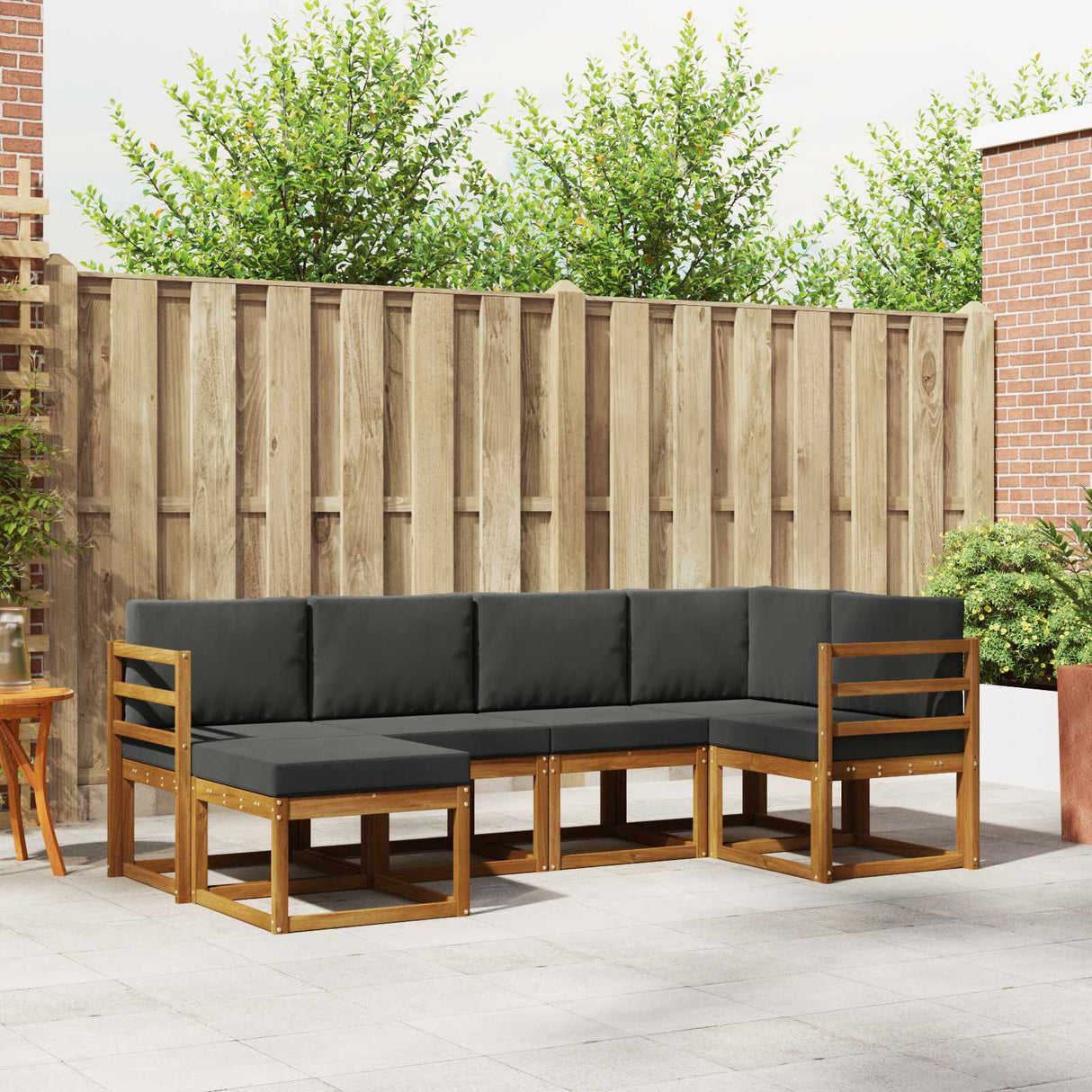 Outdoor Sofa Set 6 pcs Natural and Anthracite