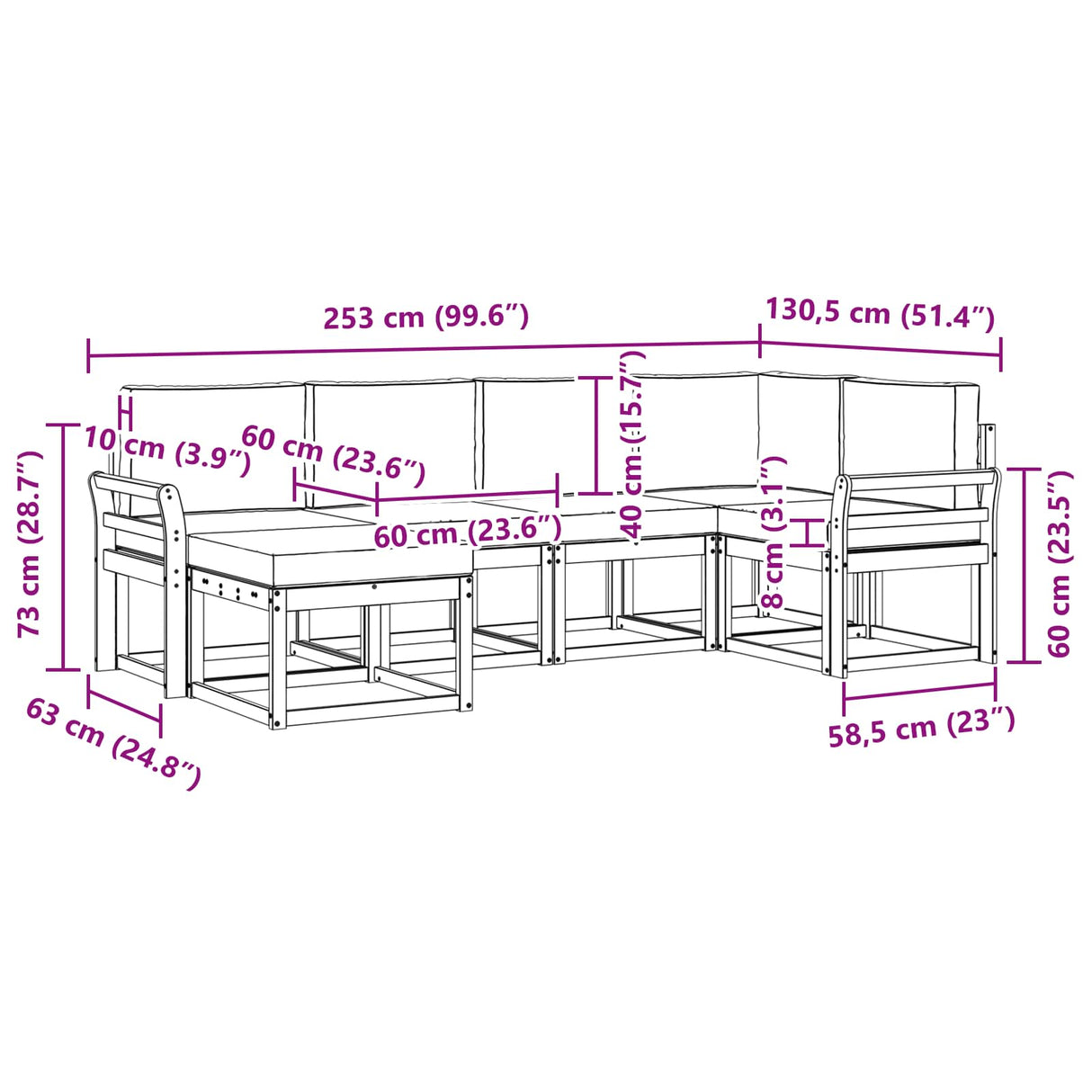Outdoor Sofa Set with Cushion 6 pcs Natural and Anthracite