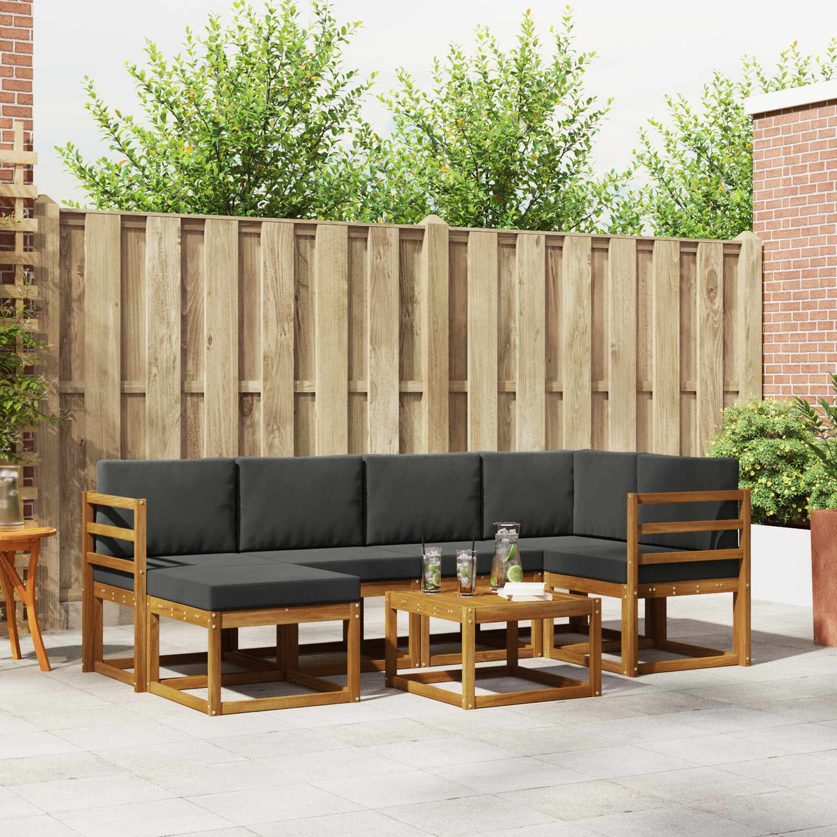 Outdoor Sofa Set 7 pcs Natural and Anthracite