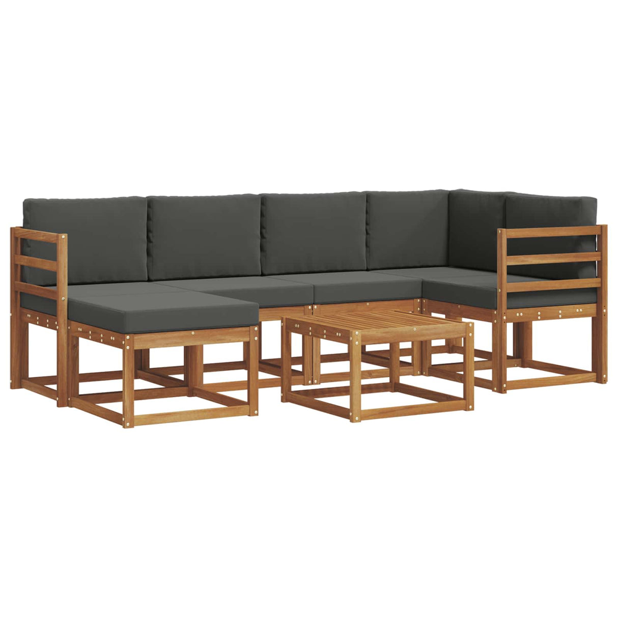 Outdoor Sofa Set with Cushion 7 pcs Natural and Anthracite