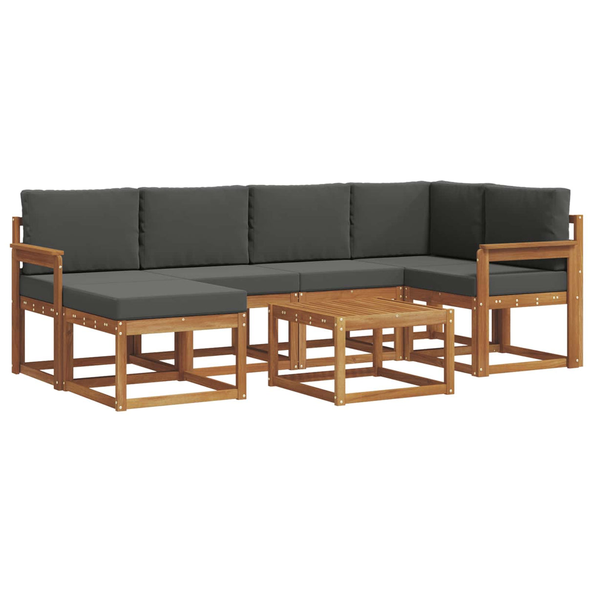 Outdoor Sofa Set 7 pcs Natural and Anthracite