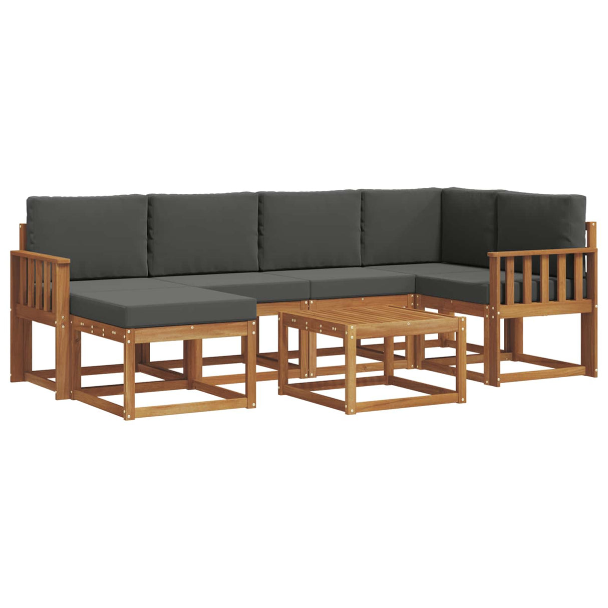Outdoor Sofa Set with Cushion 7 pcs Natural and Anthracite