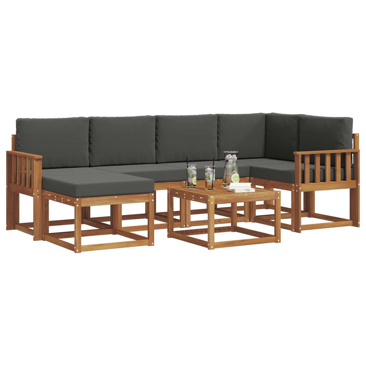 Outdoor Sofa Set 7 pcs Natural and Anthracite