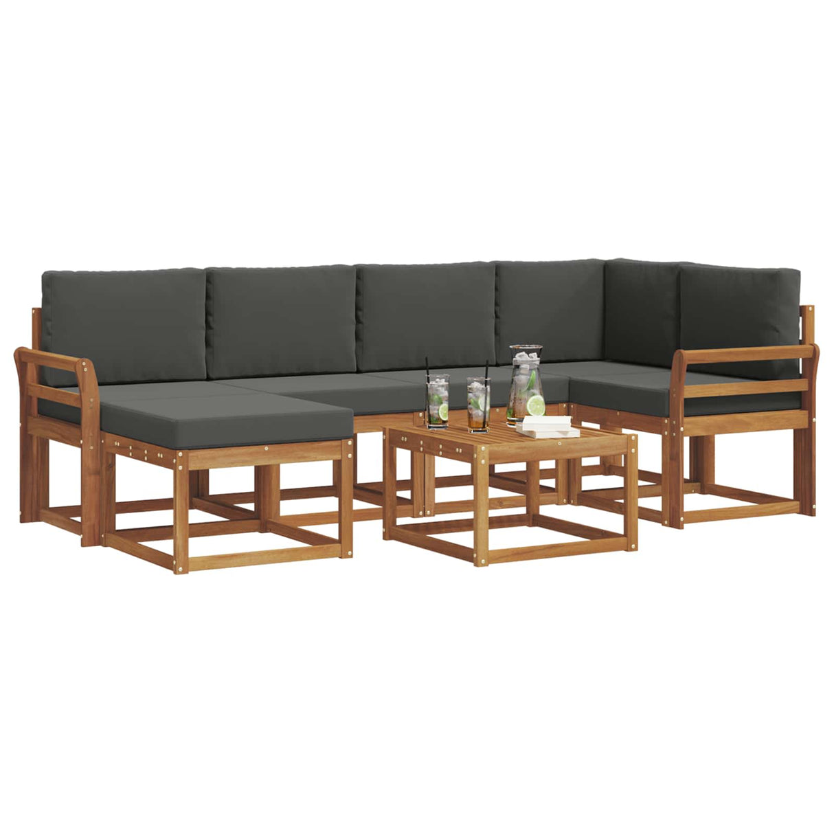 Outdoor Sofa Set 7 pcs Natural and Anthracite
