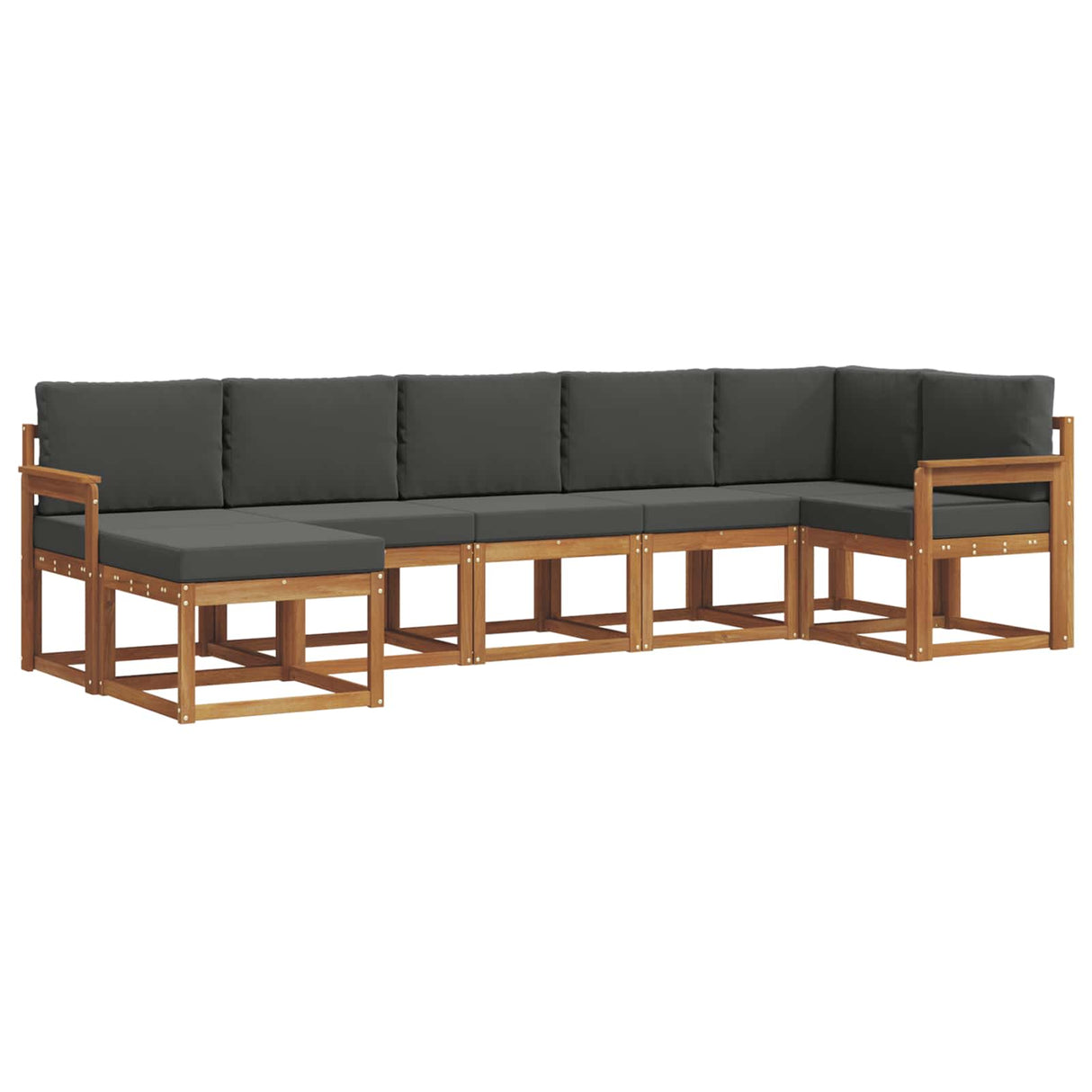 Outdoor Sofa Set with Cushion 7 pcs Natural and Anthracite