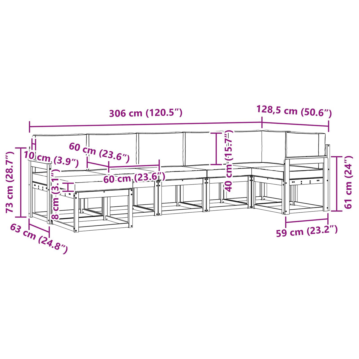 Outdoor Sofa Set with Cushion 7 pcs Natural and Anthracite