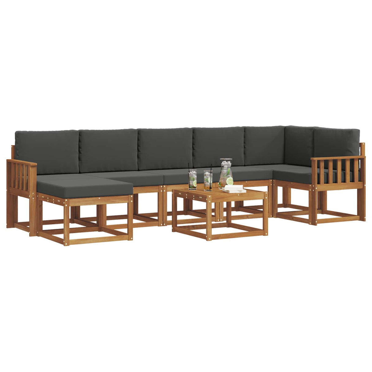 Outdoor Sofa Set with Cushion 8 pcs Natural and Anthracite