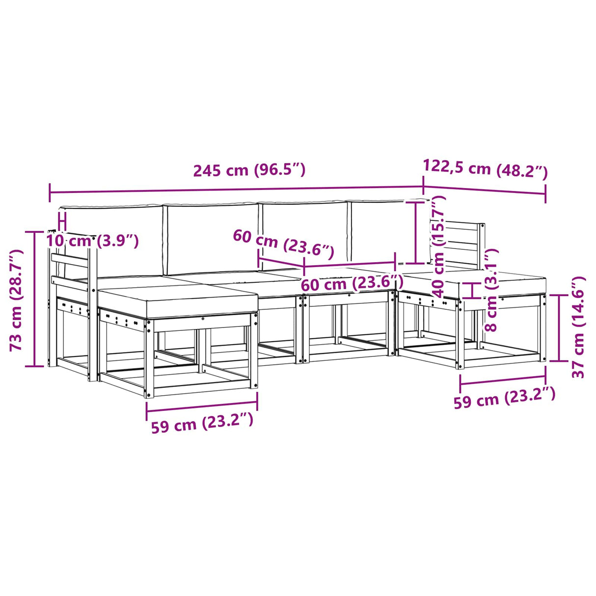 Outdoor Sofa Set 6 pcs Natural and Anthracite