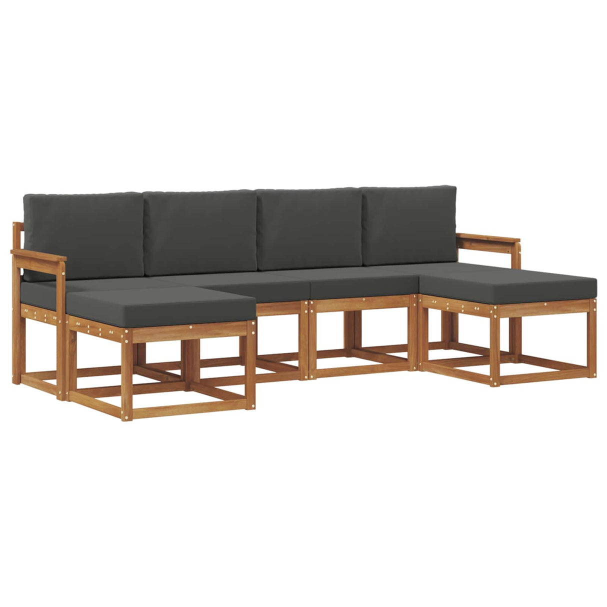 Outdoor Sofa Set with Cushion 6 pcs Natural and Anthracite