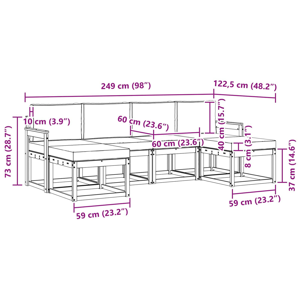 Outdoor Sofa Set with Cushion 6 pcs Natural and Anthracite