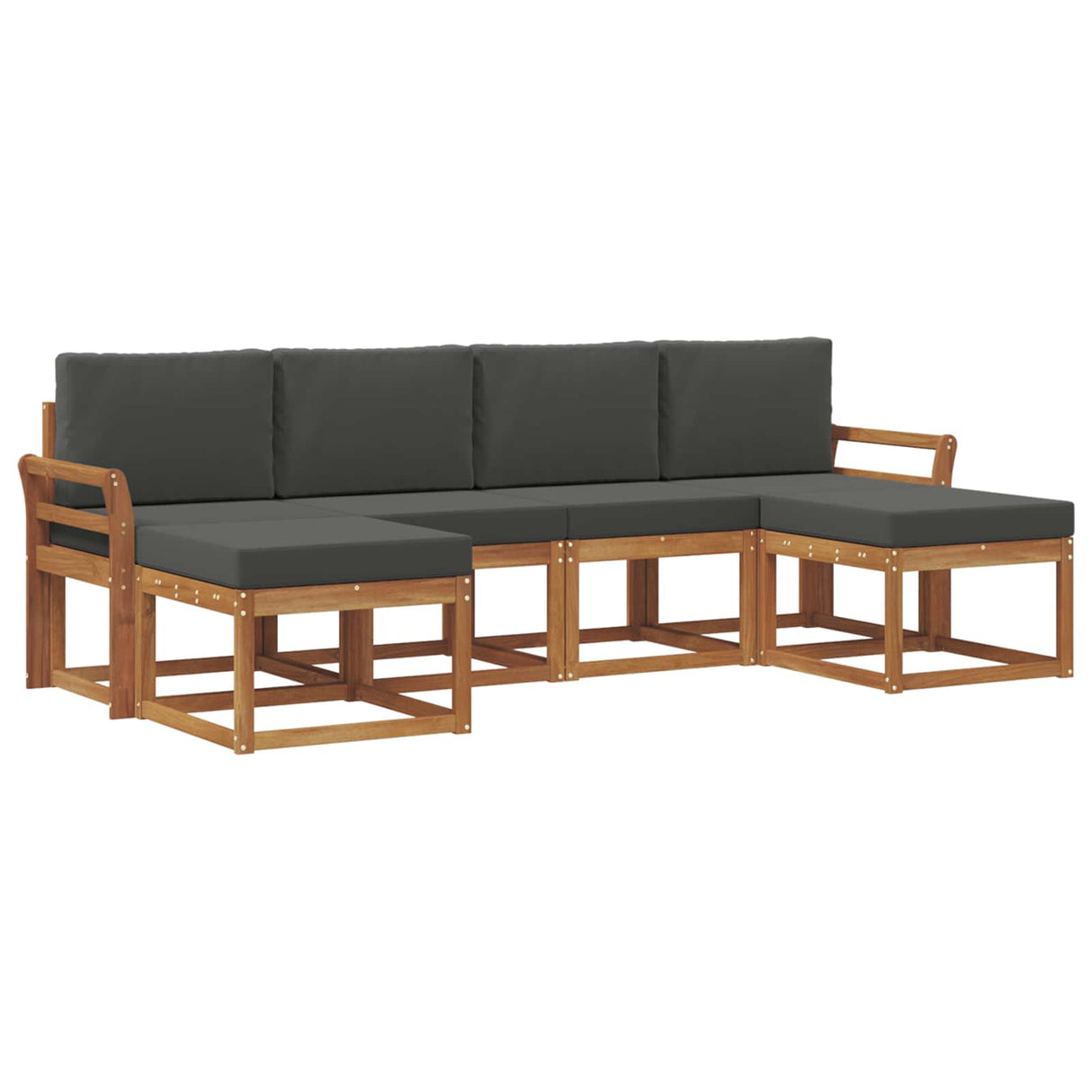 Outdoor Sofa Set with Cushion 6 pcs Natural and Anthracite