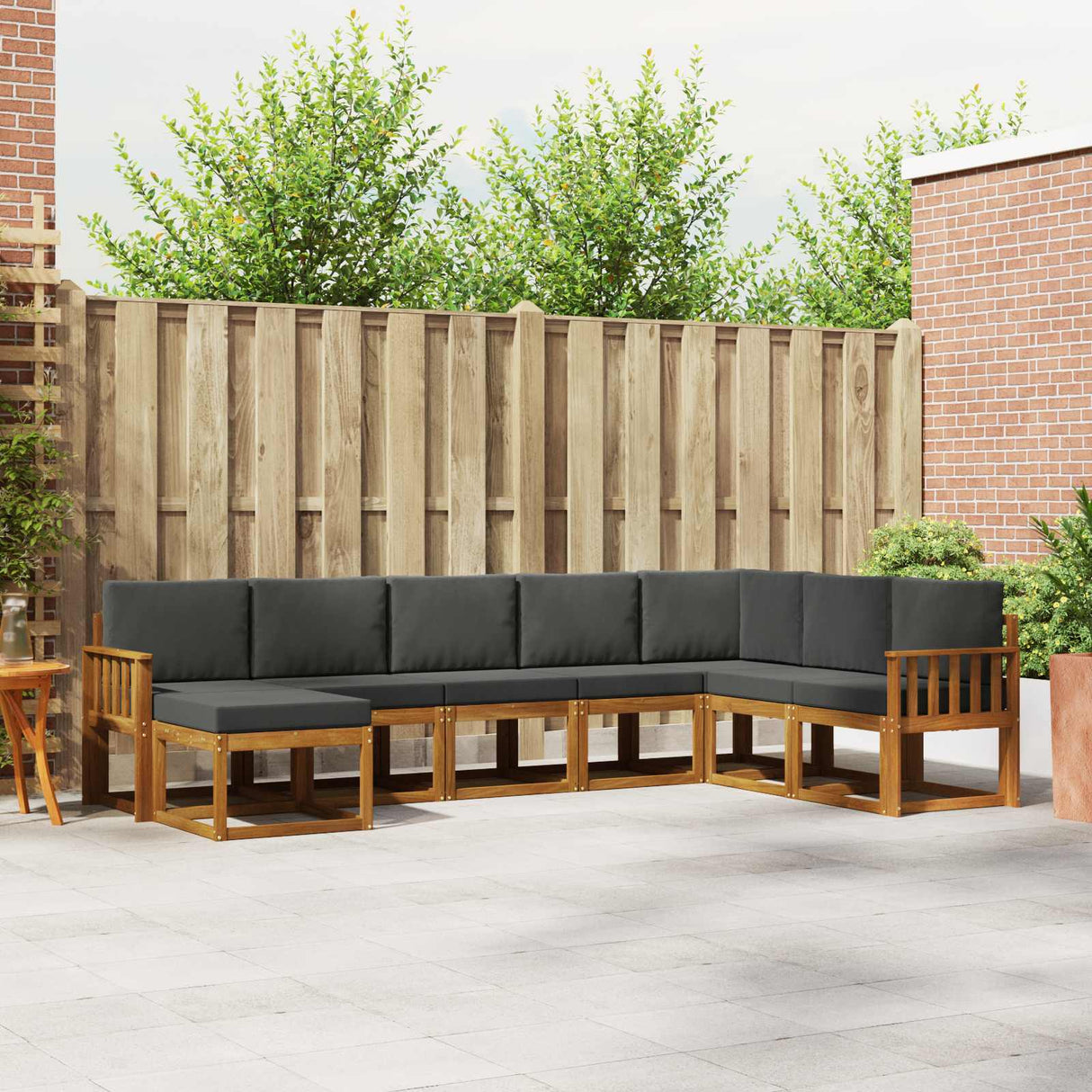 Outdoor Sofa Set 8 pcs Natural and Anthracite