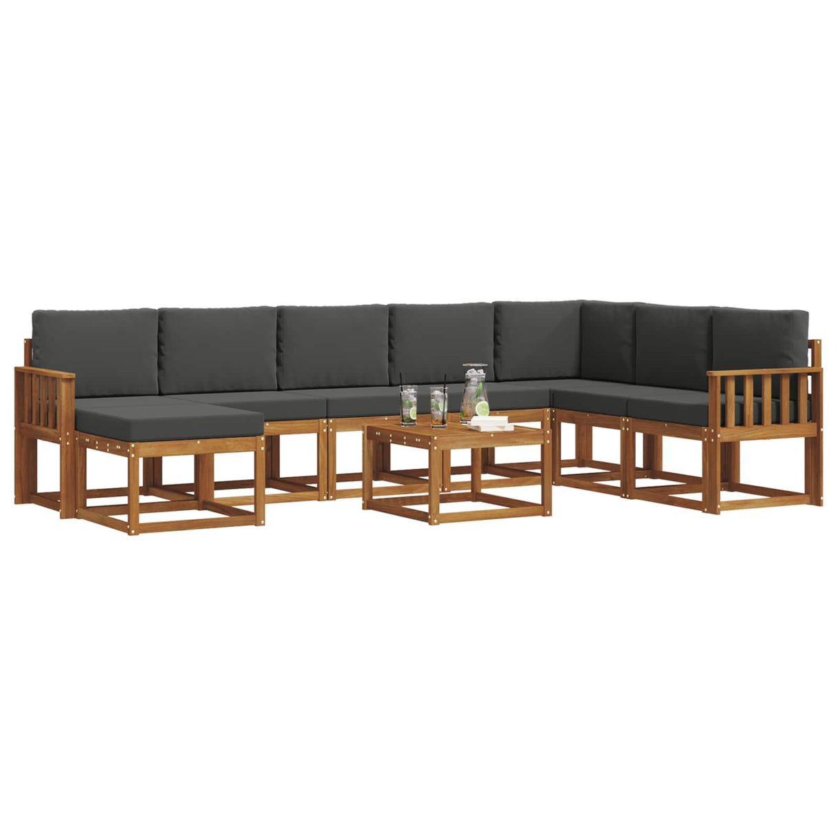 Outdoor Sofa Set with Cushion 9 pcs Natural and Anthracite