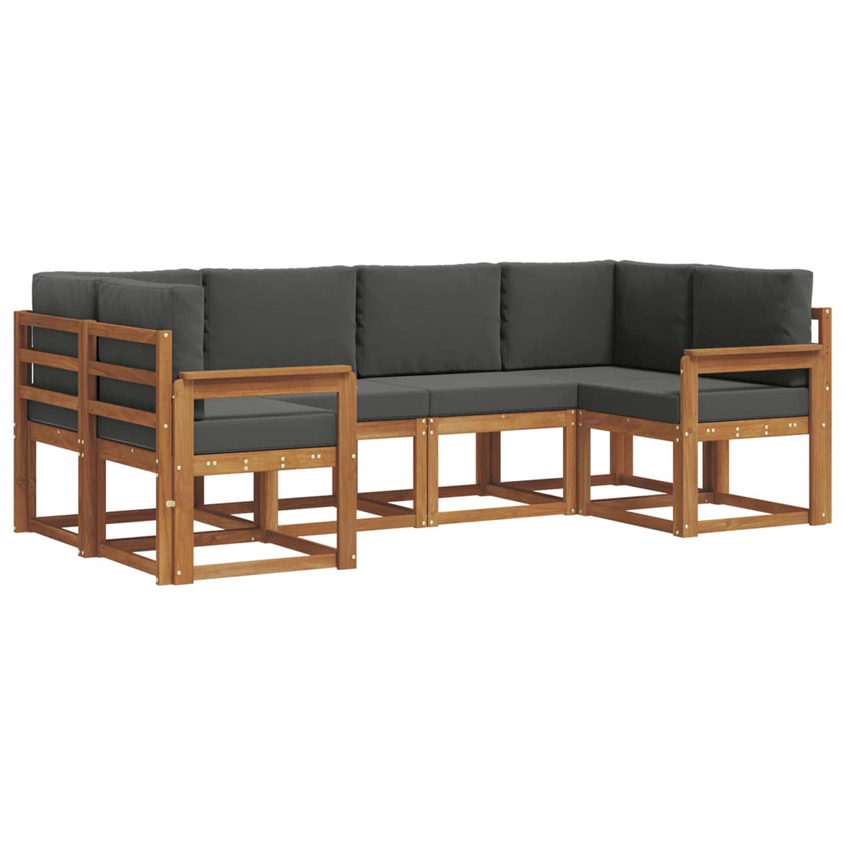 Outdoor Sofa Set 6 pcs Natural and Anthracite