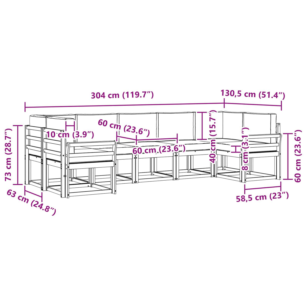 Outdoor Sofa Set 7 pcs Natural and Anthracite