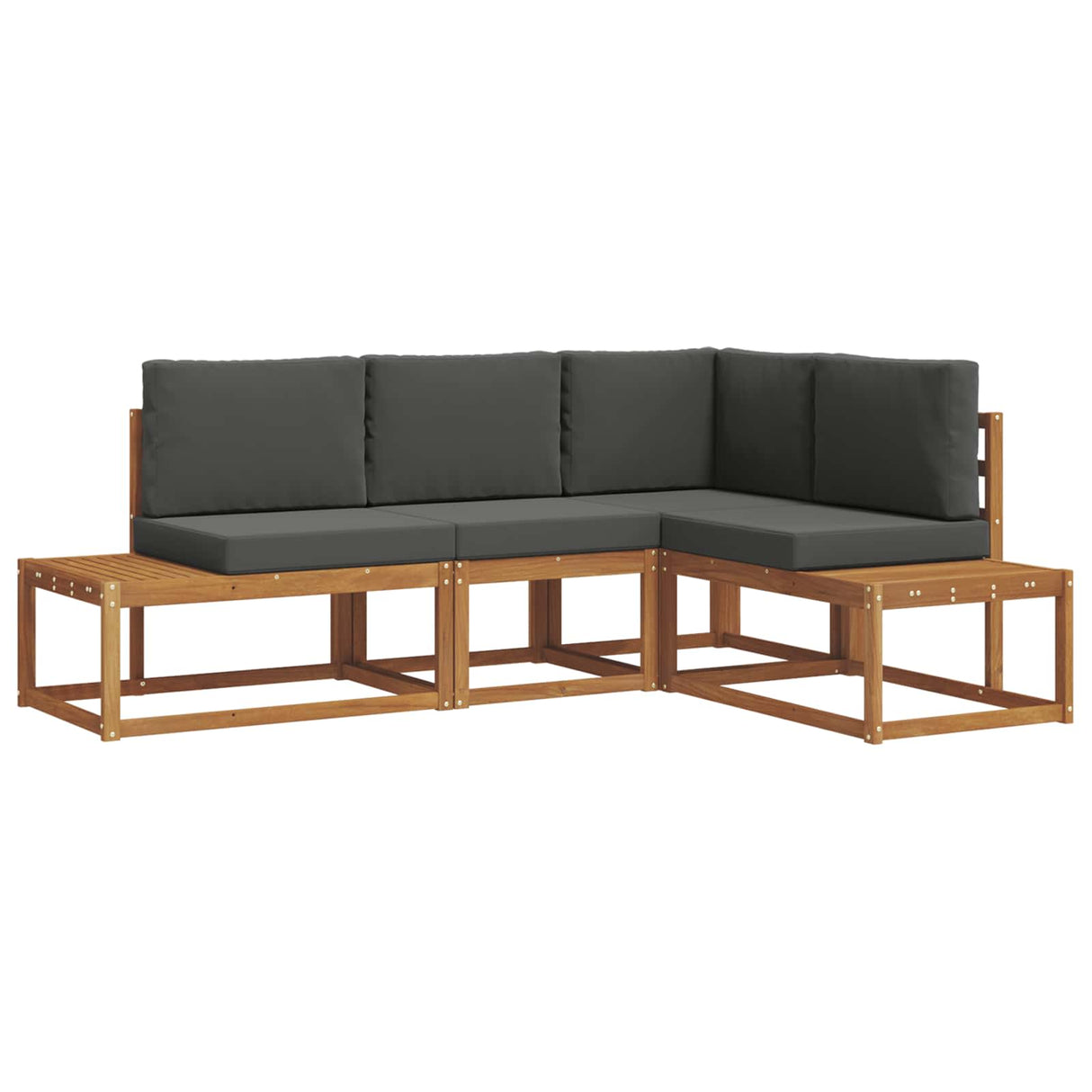 Outdoor Sofa Set with Cushion 4 Piece Natural and Anthracite