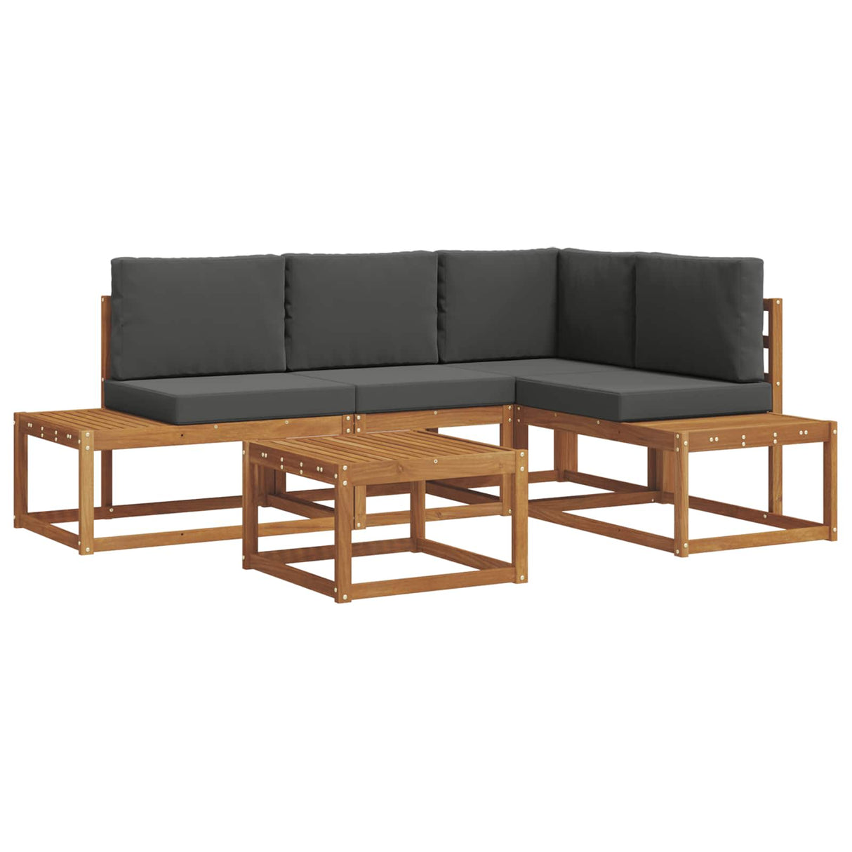Outdoor Sofa Set with Cushion 5 Piece Natural and Anthracite