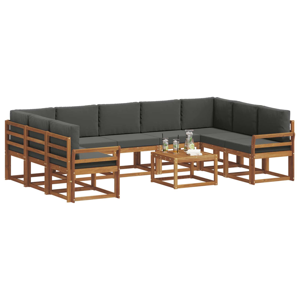 Outdoor Sofa Set with Cushion 10 pcs Natural and Anthracite