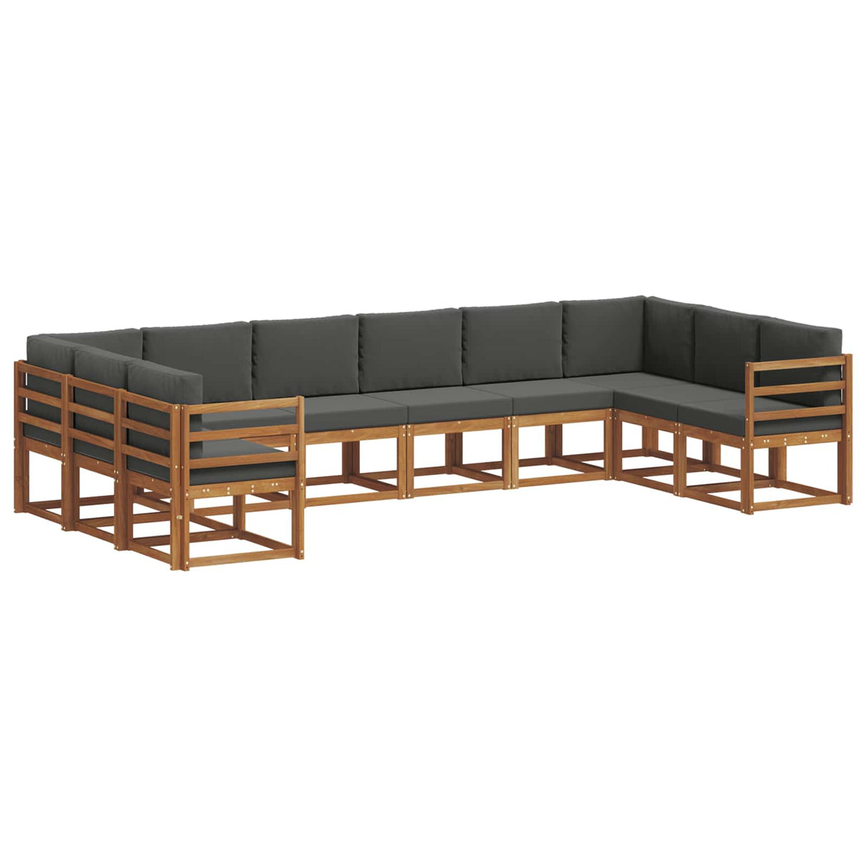 Outdoor Sofa Set with Cushion 10 pcs Natural and Anthracite