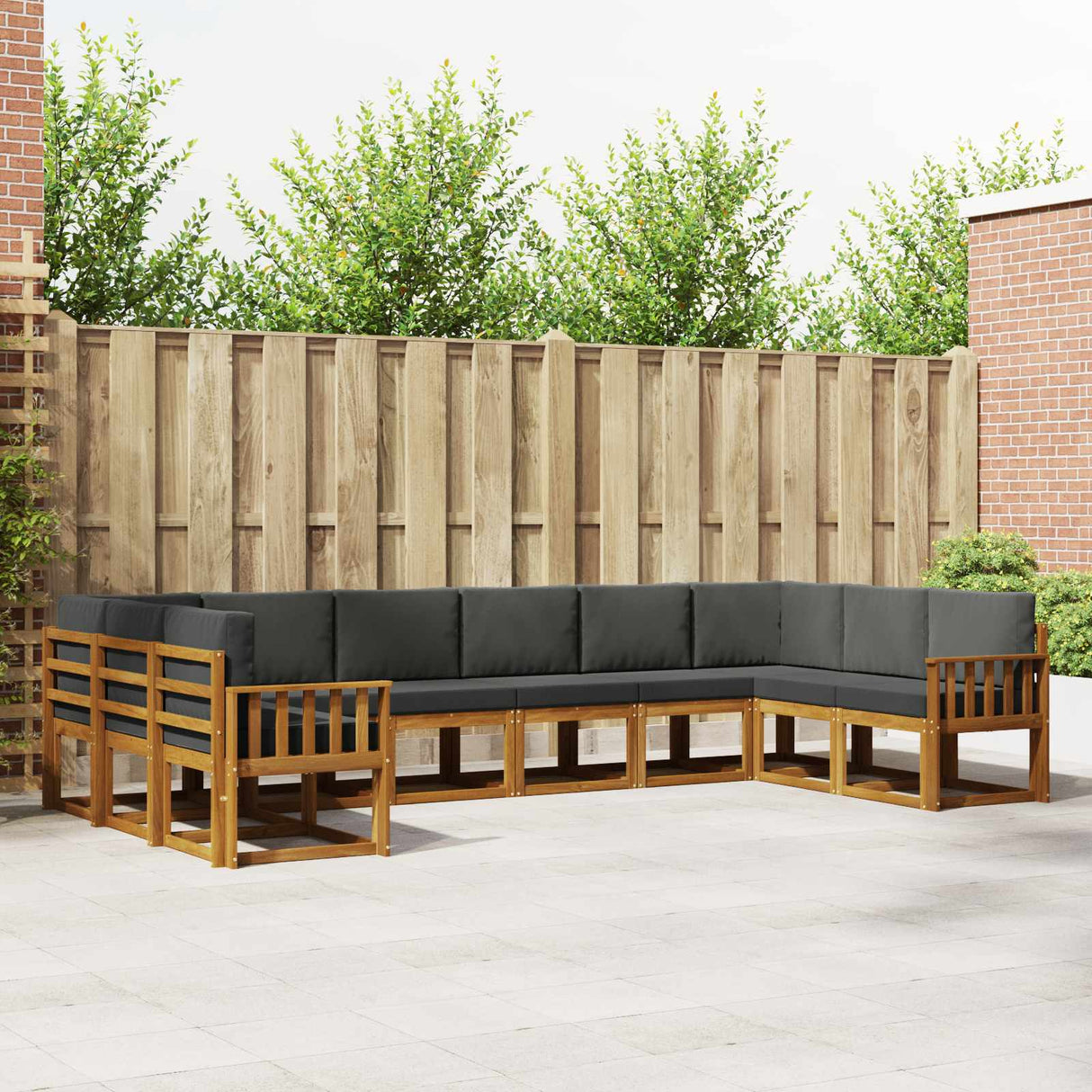 Outdoor Sofa Set with Cushion 10 pcs Natural and Anthracite