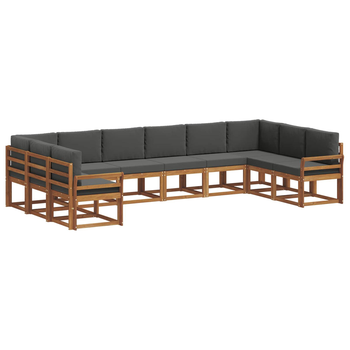 Outdoor Sofa Set with Cushion 10 pcs Natural and Anthracite