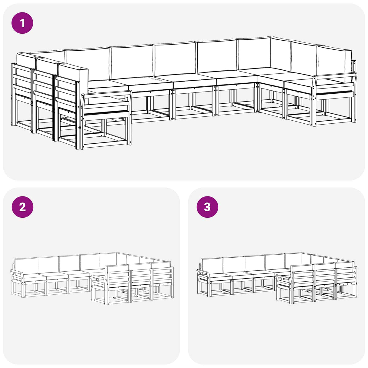 Outdoor Sofa Set with Cushion 10 pcs Natural and Anthracite