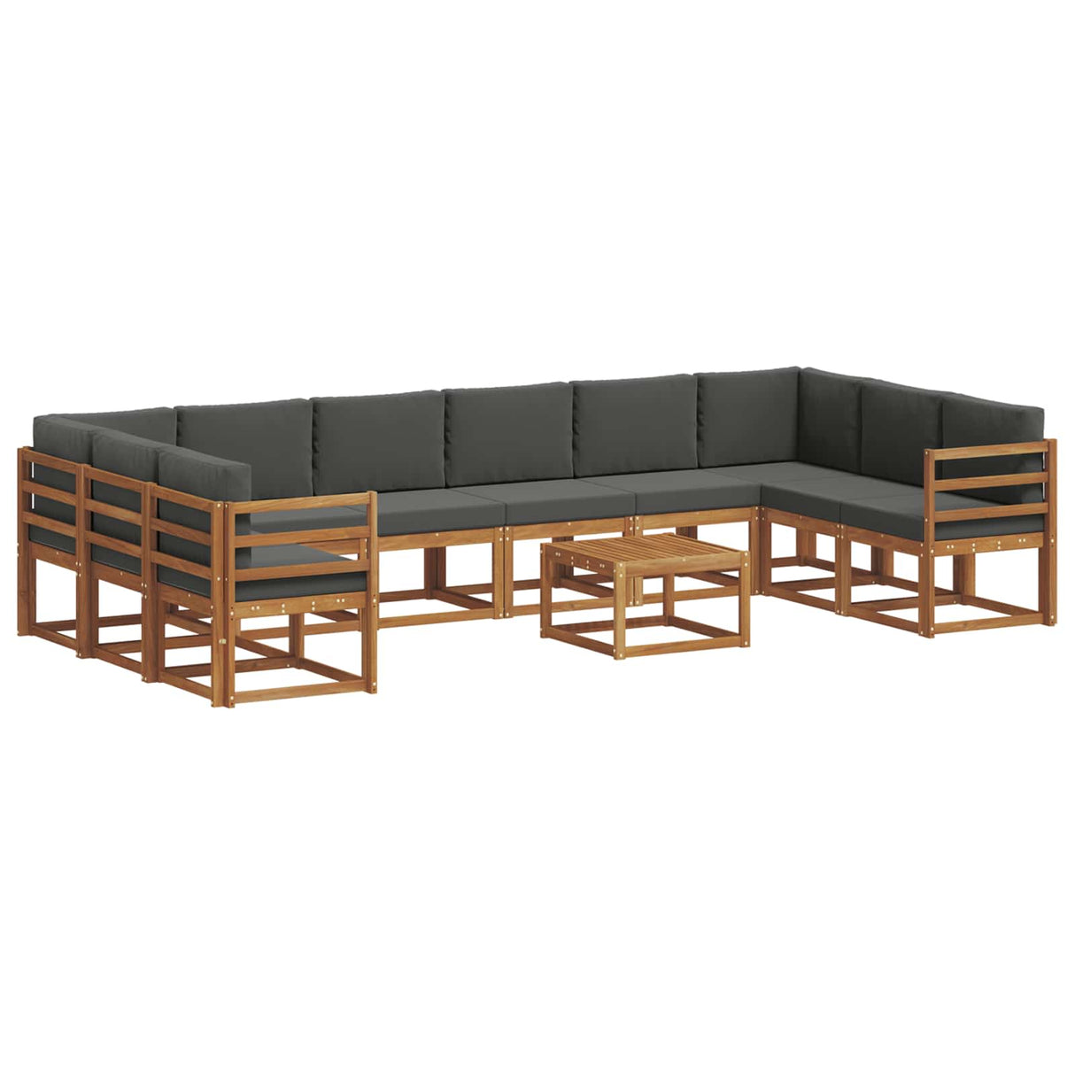 Outdoor Sofa Set with Cushion 11 pcs Natural and Anthracite