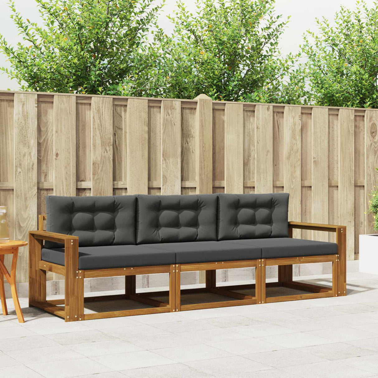 Outdoor Sofa Set 3 pcs Natural and Anthracite
