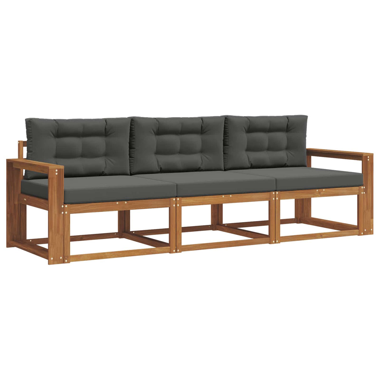 Outdoor Sofa Set with Cushion 3 pcs Natural and Anthracite