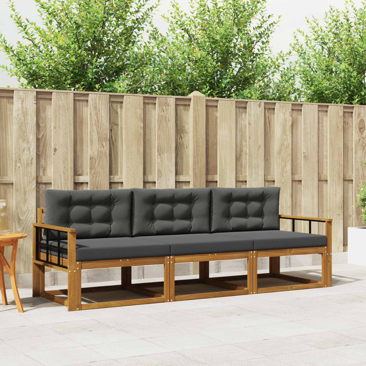 Outdoor Sofa Set 3 pcs Natural and Anthracite