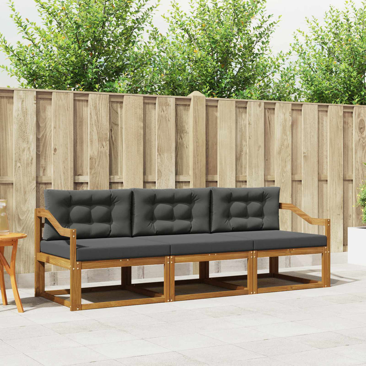 Outdoor Sofa Set 3 pcs Natural and Anthracite
