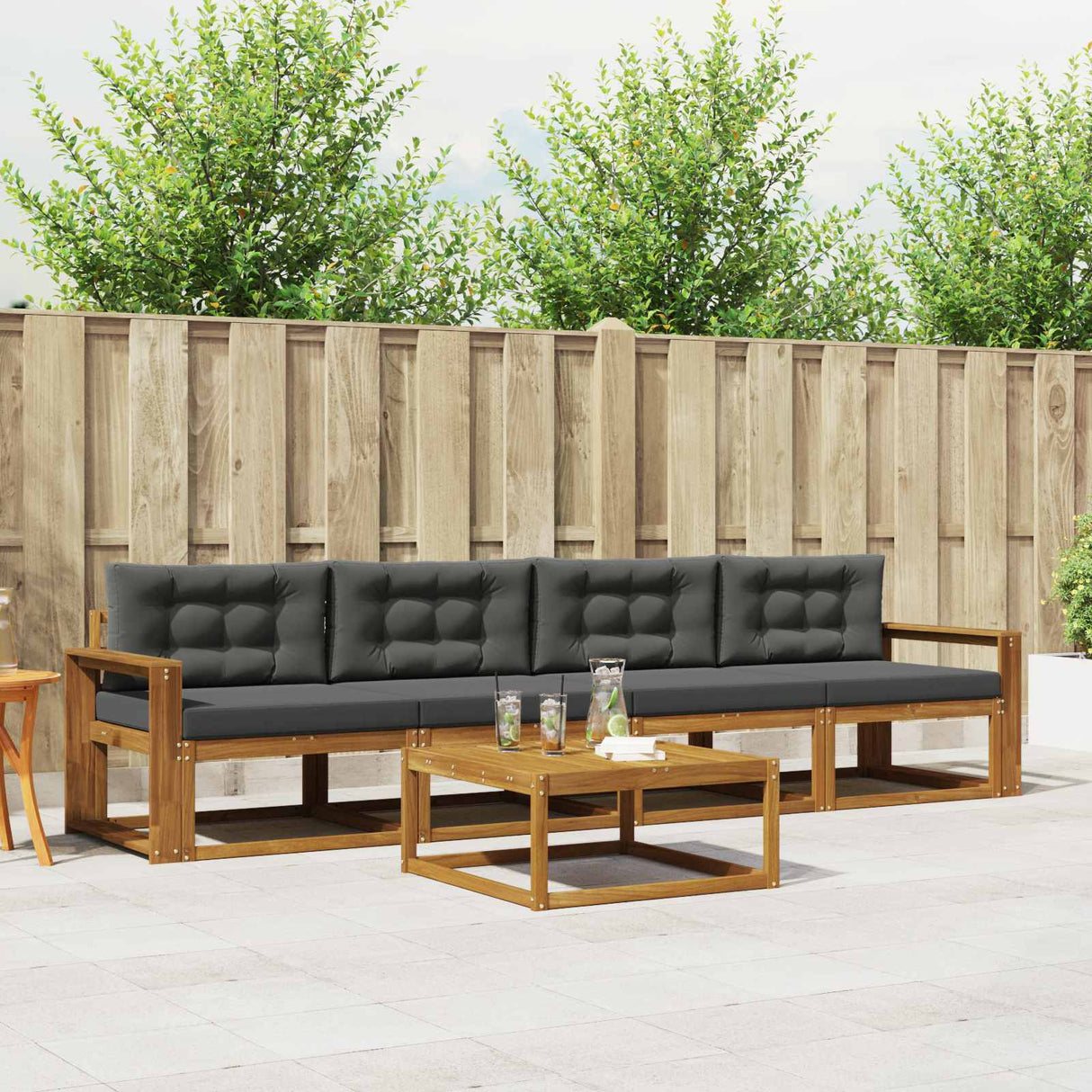 Outdoor Sofa Set 5 pcs Natural and Anthracite