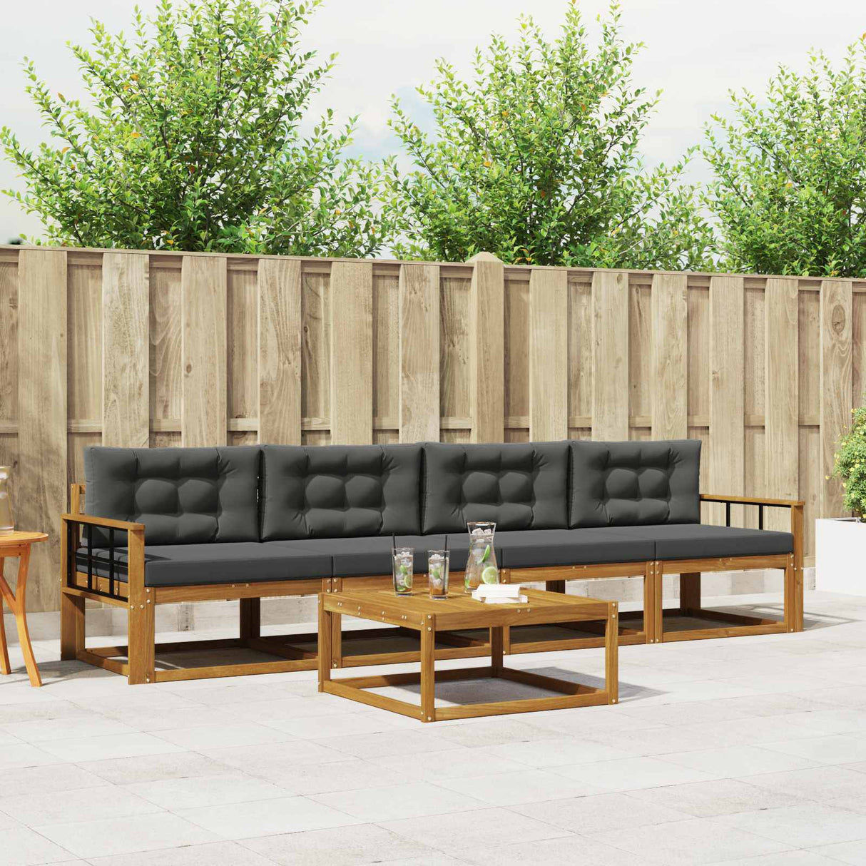 Outdoor Sofa Set 5 pcs Natural and Anthracite