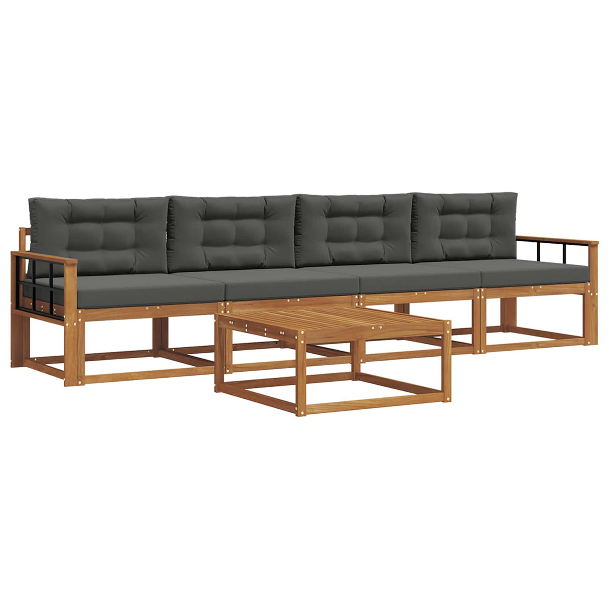 Outdoor Sofa Set with Cushion 5 pcs Natural and Anthracite