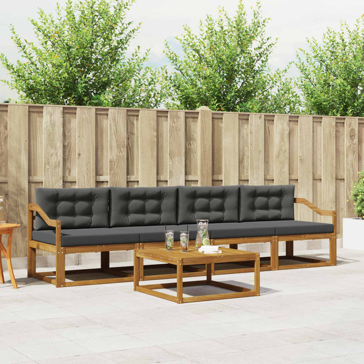 Outdoor Sofa Set 5 pcs Natural and Anthracite
