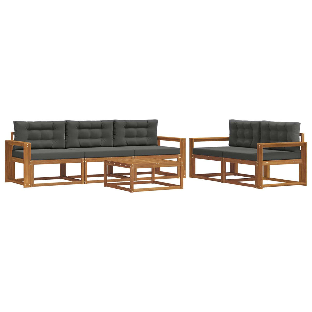 Outdoor Sofa Set 6 pcs Natural and Anthracite