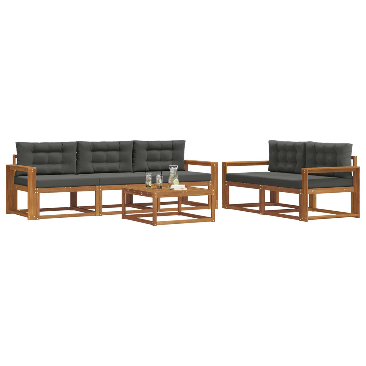 Outdoor Sofa Set with Cushion 6 pcs Natural and Anthracite