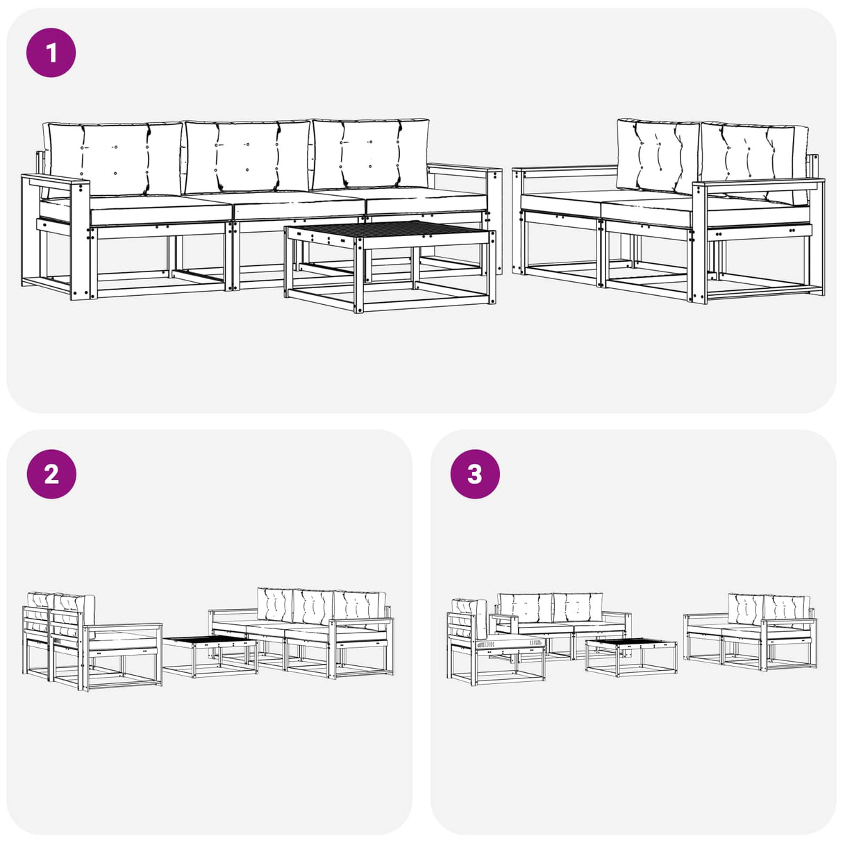 Outdoor Sofa Set 6 pcs Natural and Anthracite