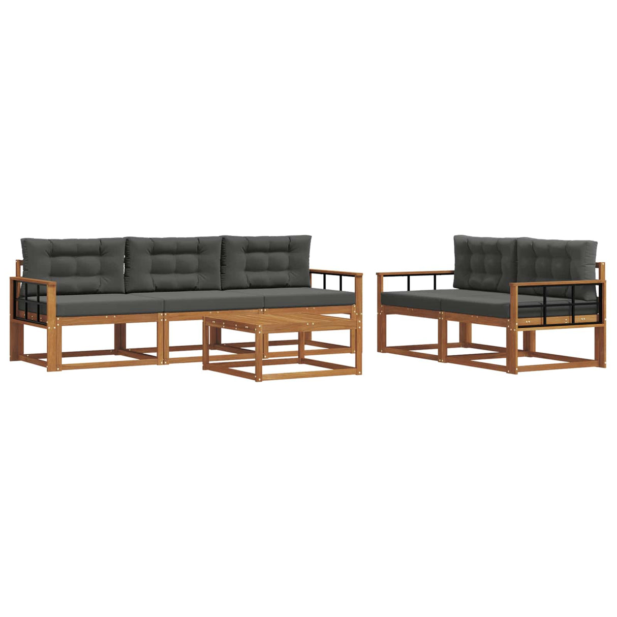 Outdoor Sofa Set with Cushion 6 pcs Natural and Anthracite